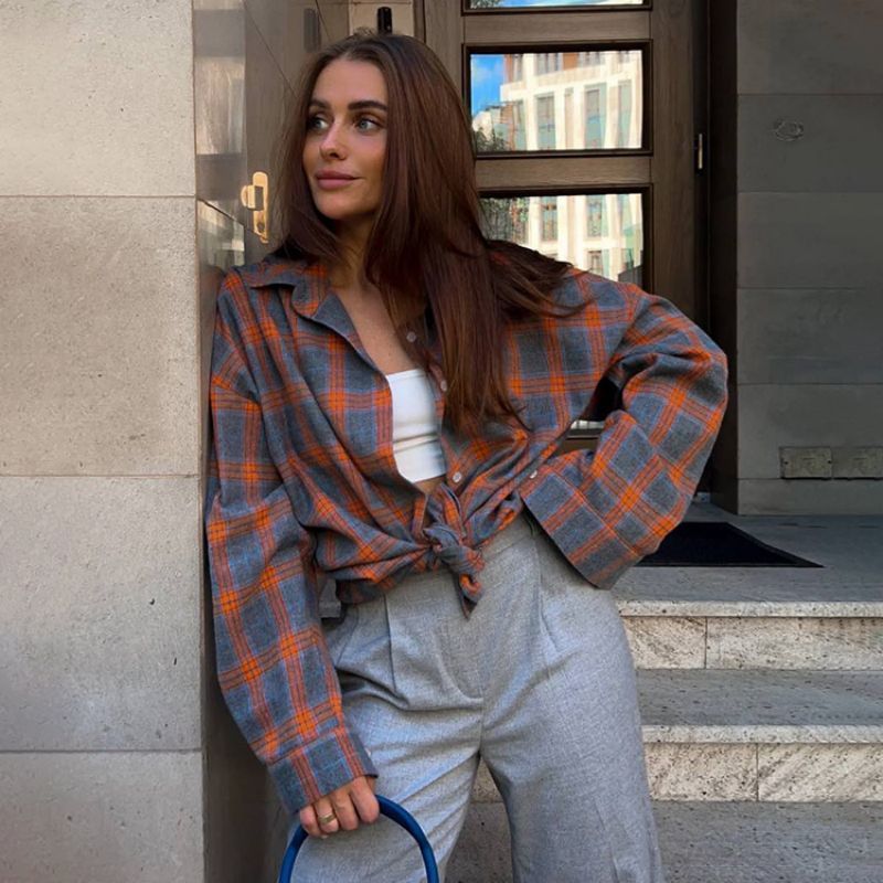 Nalani - Camisa Suelta de Cuadros