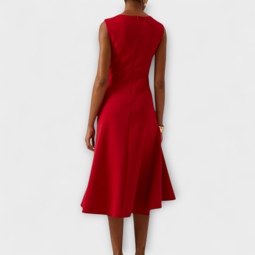 Kiara – Vestido midi asimétrico drapeado