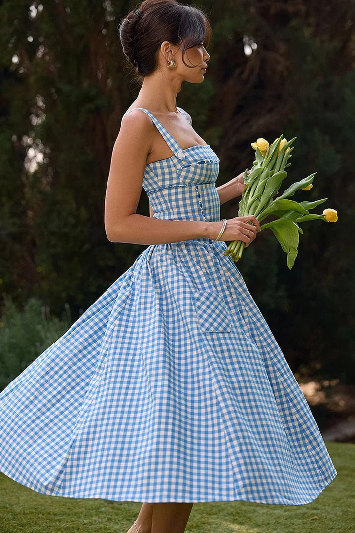 Samara - Vestido Midi de Cuadros