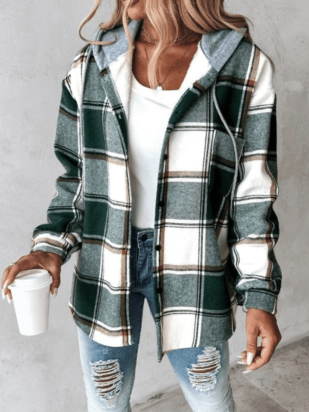 Griselda - Blusa de Cuadros con Capucha